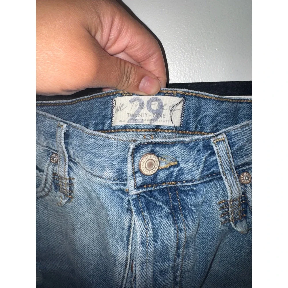 We The Free Distressed Denim Shorts Blue Cutoff Button Fly Size 29
